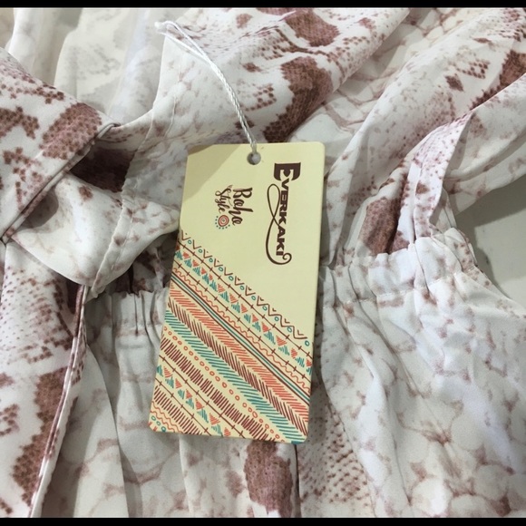 EVERK AKI boho snake Ruffle Hem Mini Dress size:S - Picture 7 of 9